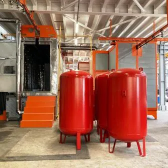 powder coating line for expansion tanks and vessels